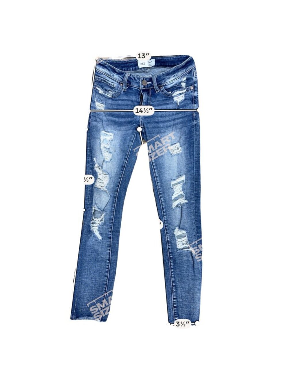 BKE Stella Slim Fit Low Rise Ankle Skinny Distressed Jeans Size 25 Blue Denim - Picture 3 of 8